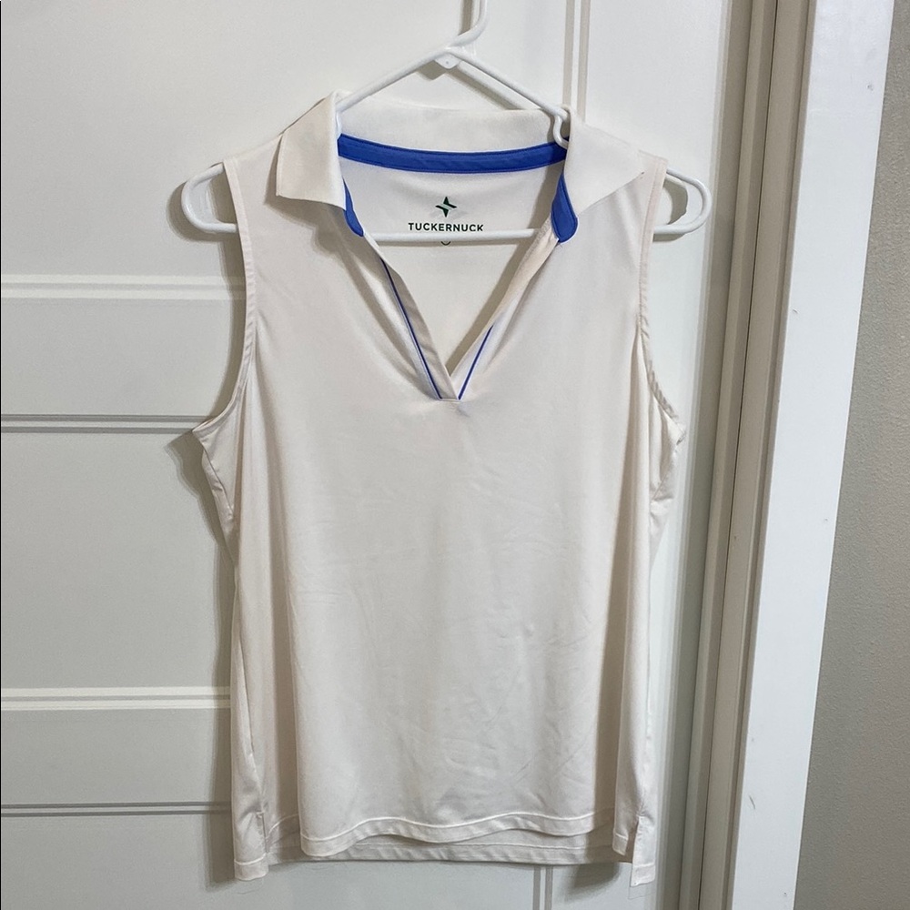 Tuckernuck White Golf Tennis Sleeveless Polo Shirt Top Size M